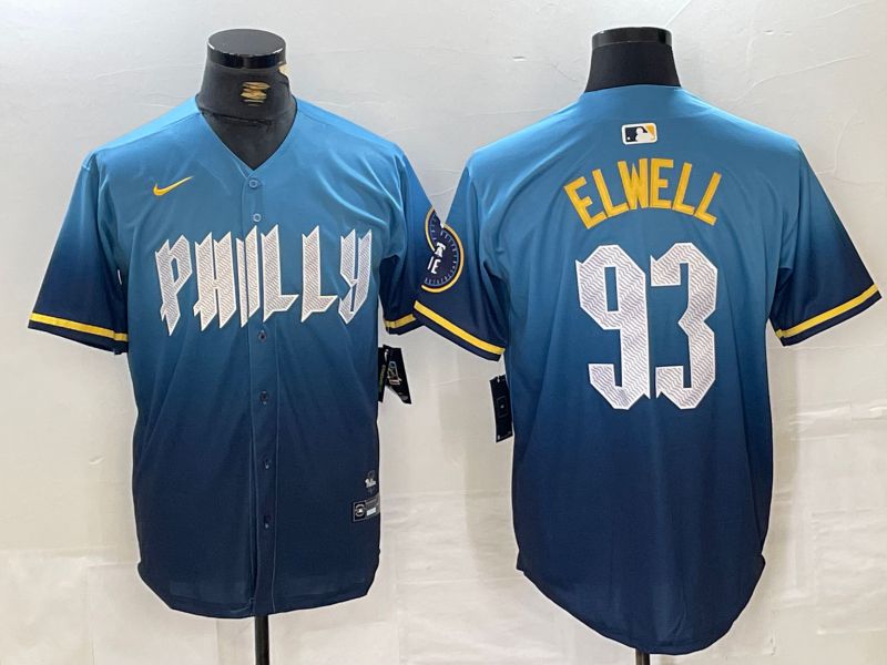 Men Philadelphia Phillies #93 Elwell Blue City Edition 2024 Nike MLB Jersey style 4
